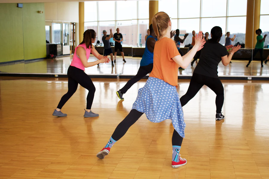 Dancers rehearsing in a bright studio